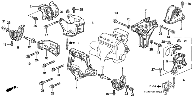 1997 Honda Civic MT Engine Mount Diagram