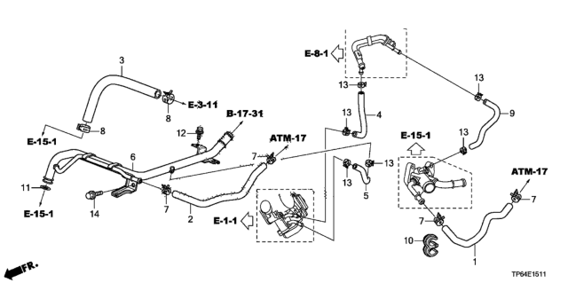 2015 Honda Crosstour Water Hose (L4) Diagram