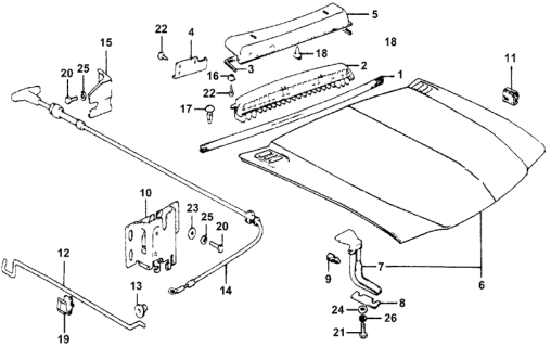 1978 Honda Accord 3 Door LX KL HMT Hood Diagram