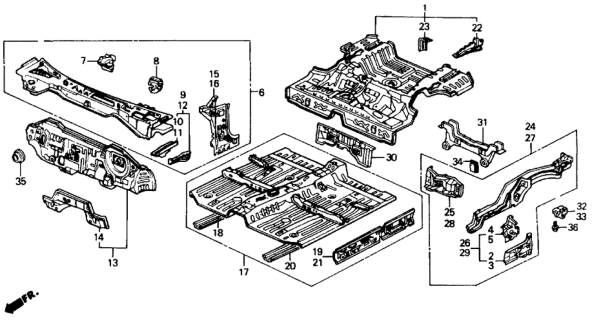 1988 Honda Civic Member, Dashboard (Lower) Diagram for 61551-SH3-A00ZZ