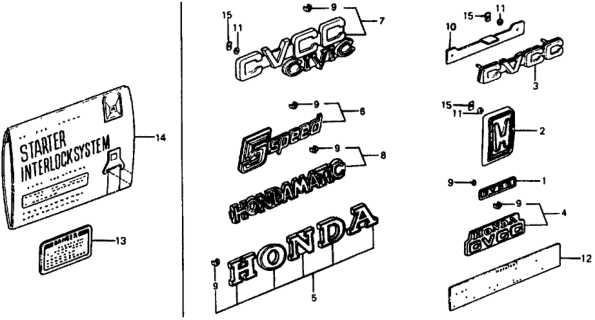 1977 Honda Civic Emblems Diagram