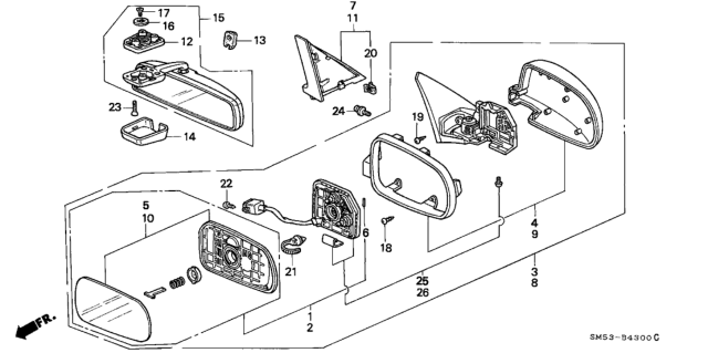 1991 Honda Accord Housing, Driver Side (Hampshire Green Metallic) Diagram for 76251-SM4-A25ZR