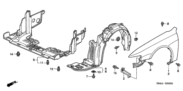 2002 Honda Accord Front Fenders Diagram