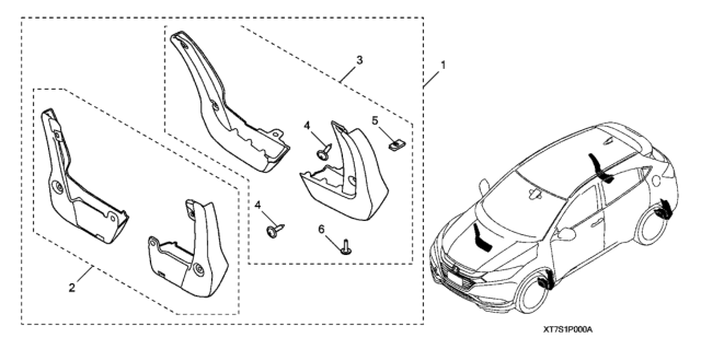 2016 Honda HR-V Splash Guard (Rear Set) Diagram for 08P09-T7S-100R1