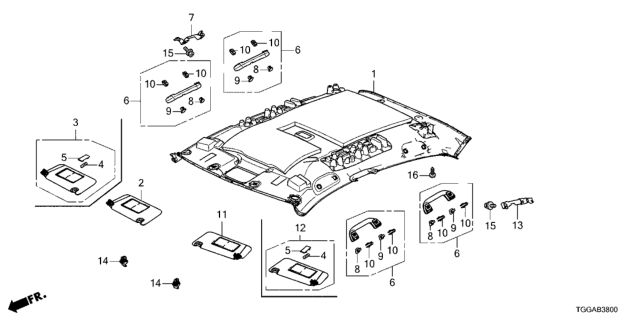 2021 Honda Civic 5 Door LX KA CVT Roof Lining Diagram