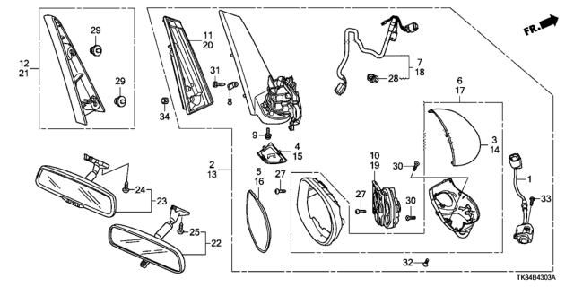 2017 Honda Odyssey Cover, L. (Lower) Diagram for 76252-TK8-A01