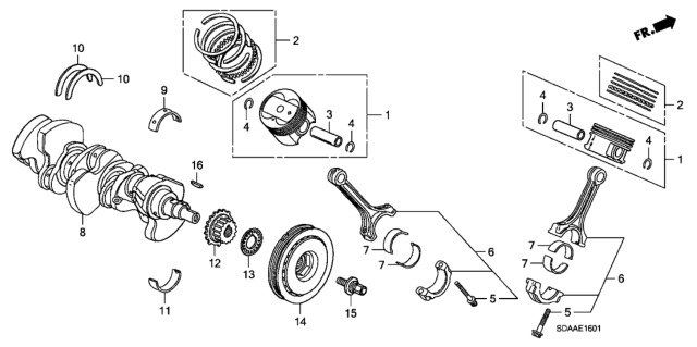 2007 Honda Accord Crankshaft - Piston (V6) Diagram