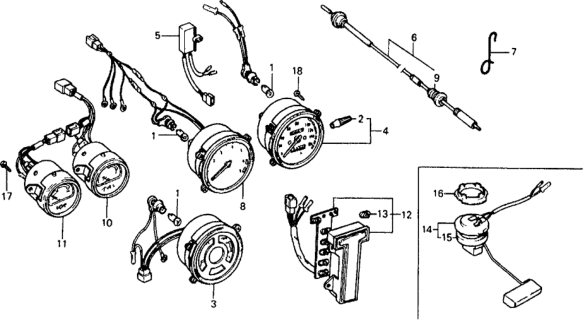 1979 Honda Civic Speedometer Assembly Diagram for 37200-657-822