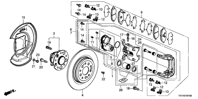 2017 Honda Clarity Fuel Cell 4 Door D (CLARITY FCV) KA 1AT Rear Brake Diagram