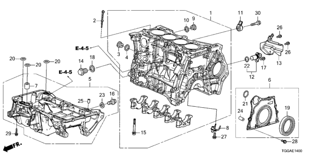 2021 Honda Civic Cylinder Block - Oil Pan Diagram