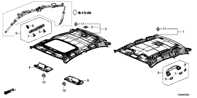 2013 Honda Civic Holder Assy., Sunvisor *NH220L* (CLEAR GRAY) Diagram for 88217-TK8-A01ZD