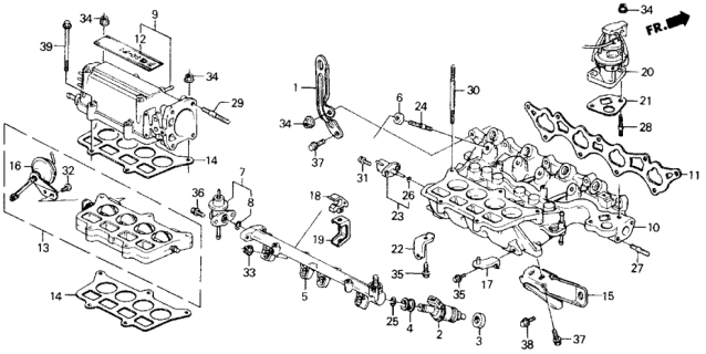 1989 Honda Accord Gasket, Intake Manifold Diagram for 17105-PH3-S00