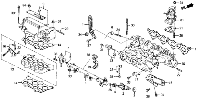 1989 Honda Accord 2 Door SEI KA 5MT Intake Manifold (PGM-FI) Diagram