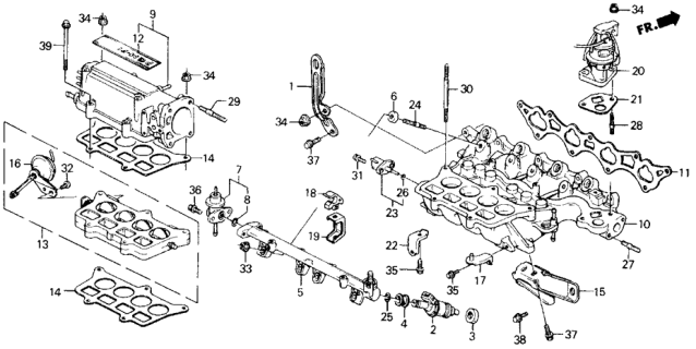 1988 Honda Accord Injector Set, Fuel Diagram for 06164-PK2-000