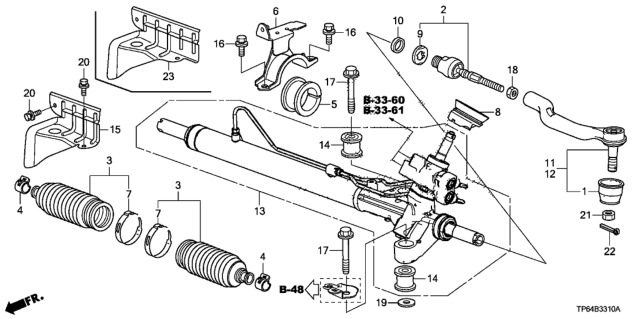 2010 Honda Crosstour Box, Steering Gear Diagram for 53601-TP6-A01