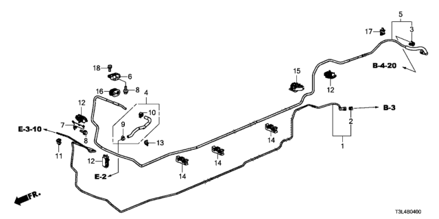 2013 Honda Accord 2 Door LX-S KL CVT Fuel Pipe (L4) Diagram