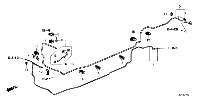 2016 Honda Accord Stay B,Fuel Pipe Diagram for 17762-T2A-A00