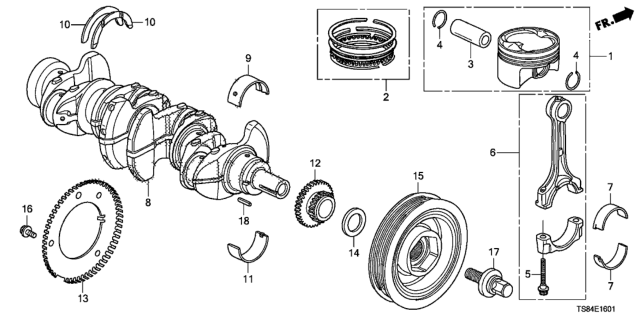 2014 Honda Civic Piston Set A (Std) Diagram for 13010-RL5-A00