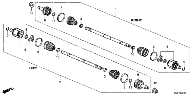 2020 Honda Passport 5 Door EXL (AWD) KA 9AT Rear Driveshaft Diagram