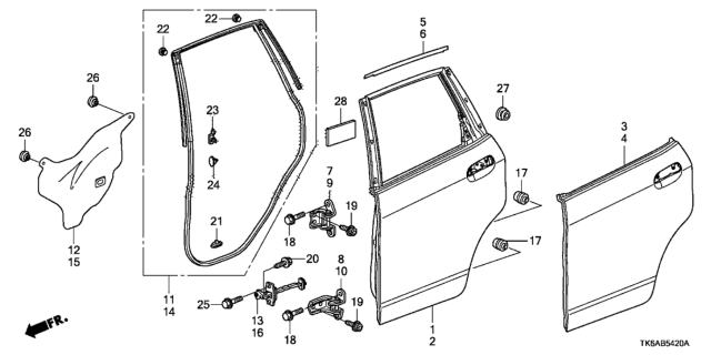 2013 Honda Fit Rear Door Panels Diagram