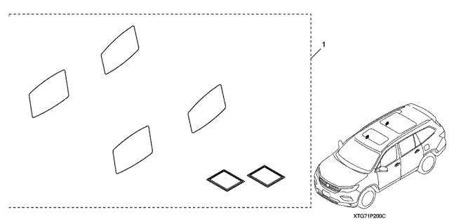 2021 Honda Pilot 5 Door TRG (2WD) KA 9AT Door Handle Protective Film Diagram