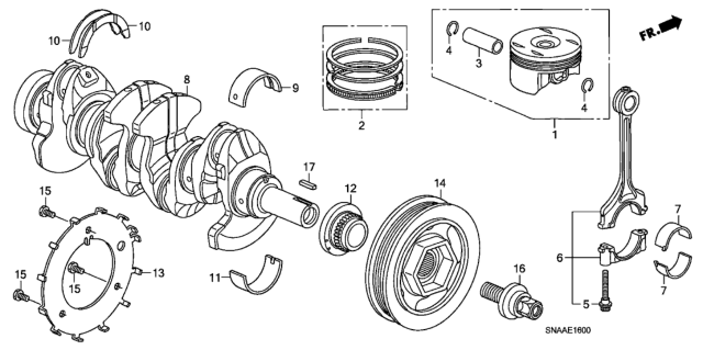 2009 Honda Civic Ring Set, Piston (Std) (Riken) Diagram for 13011-RNA-A02