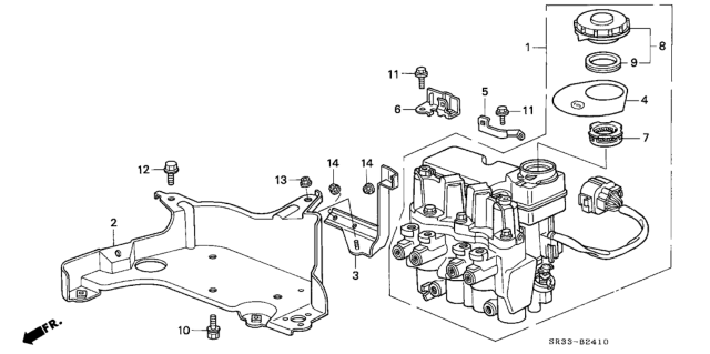 1994 Honda Civic 3 Door SI (ABS) KA 5MT ABS Modulator Diagram