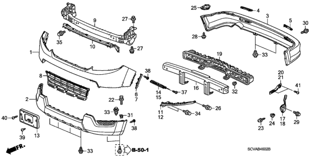 2009 Honda Element Bracket, R. RR. Bumper Support Diagram for 71543-SCV-A50