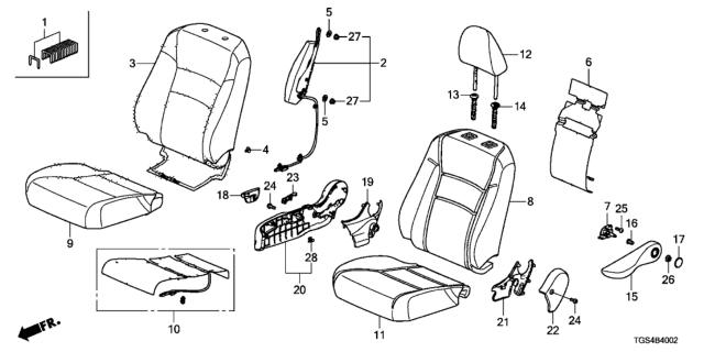 2019 Honda Passport Front Seat (Passenger Side) Diagram