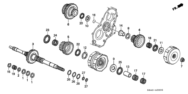 1994 Honda Civic Needle, Thrust (32X44X2) Diagram for 91018-P0Y-006