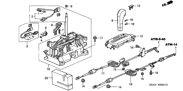 2003 Honda Civic Escutcheon, Console Diagram for 54710-S5A-L82