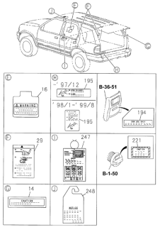 1998 Honda Passport Plate, Caution Diagram for 8-97185-136-0