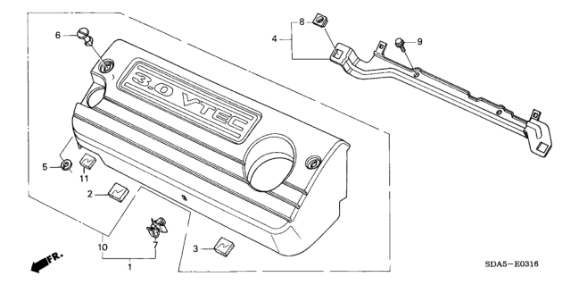 2004 Honda Accord Engine Cover (V6) Diagram