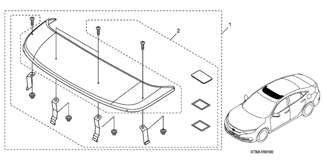 2018 Honda Civic 4 Door EX-T (TURBO) KA CVT Visor - Moonroof Diagram