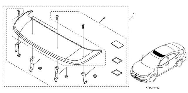 2019 Honda Civic Visor - Moonroof Diagram