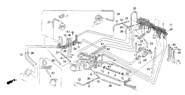 1987 Honda CRX 2 Door HF KA 5MT Fuel Tubing Diagram 1