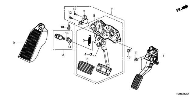 2015 Honda Civic 4 Door MX (HYBRID NV LE HS) KA CVT Pedal Diagram