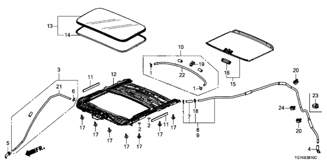 2020 Honda Pilot Sunshade Assembly (Shadow Beige) Diagram for 70600-TZ5-A02ZC