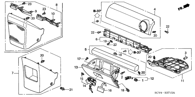 2004 Honda Element Cover Assy., Center (Lower) *NH361L* (CF GRAY) Diagram for 77310-SCV-A01ZB