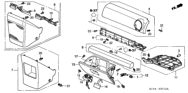 2003 Honda Element Panel, Middle Instrument Passenger (Lower) *G60L* (FIELD GREEN) Diagram for 77109-SCV-A01ZB