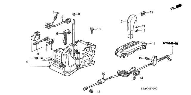 2005 Honda Civic Knob, Select Lever *NH509L* (FINE SILVER METALLIC) Diagram for 54130-S5D-A83ZC