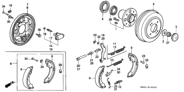 1995 Honda Civic 2 Door EX (ABS) KA 5MT Rear Brake Diagram