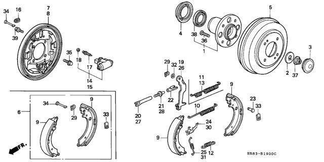 1995 Honda Civic Spring A, R. Brake Diagram for 43171-S04-N01