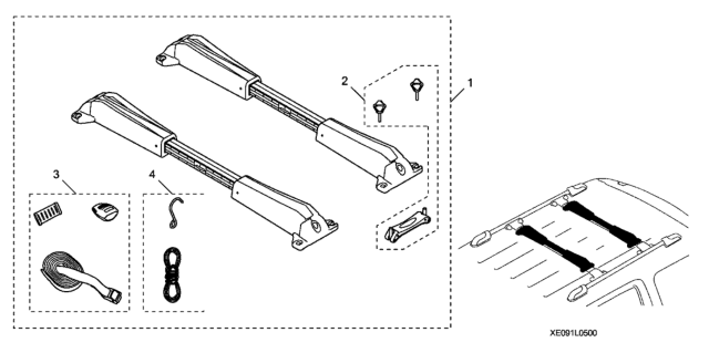 2021 Honda Pilot Surfboard - Paddleboard Attachment Diagram