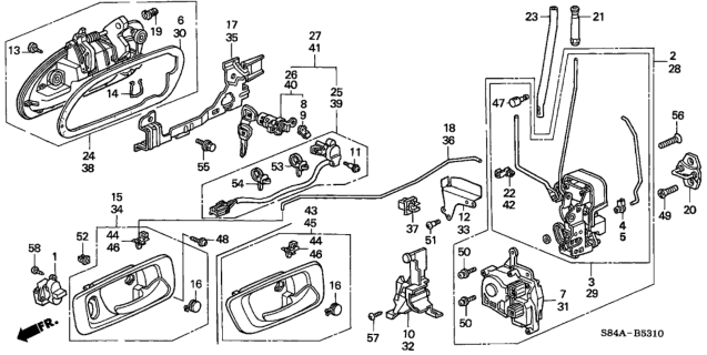 2002 Honda Accord Handle Assembly, Left Front Door (Outer) (Noble Green Pearl) Diagram for 72180-S84-A01ZU