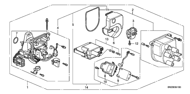 1995 Honda Del Sol Distributor (TEC) Diagram