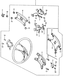 1982 Honda Civic 4 Door ** (1500) KA HMT Steering Wheel Diagram