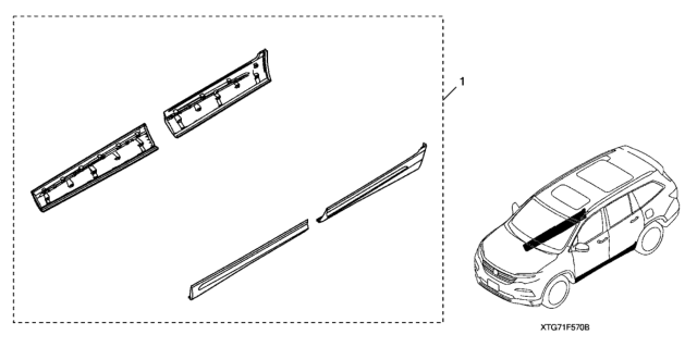 2020 Honda Pilot Lower Door Garnish- Black Diagram