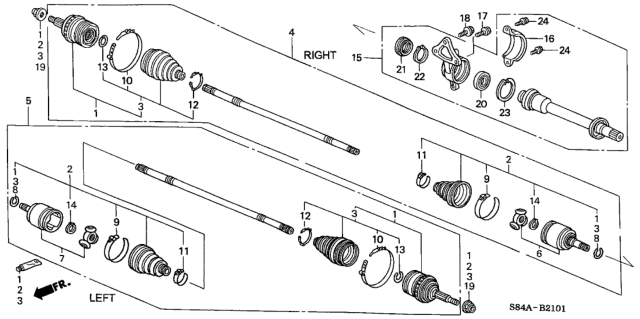 2002 Honda Accord Driveshaft (V6) Diagram