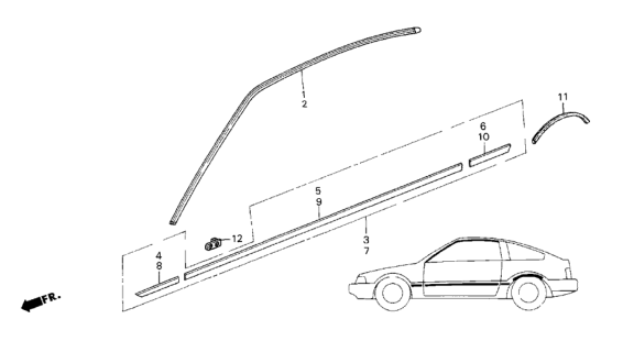1986 Honda CRX Protector, L. Door Diagram for 75817-SB2-972